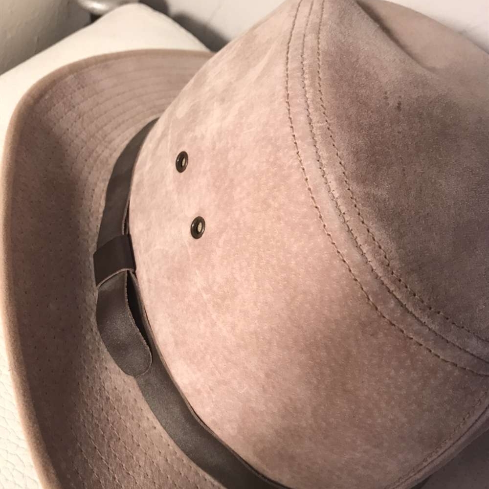 Vintage Men's Leather Suede Country Gentleman Brimmed Hat Size Large, Tan